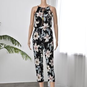 Träger-Jumpsuit mit gesmokter Taille, Schwarz