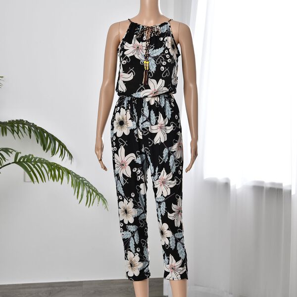 Träger-Jumpsuit mit gesmokter Taille, Schwarz image number 2