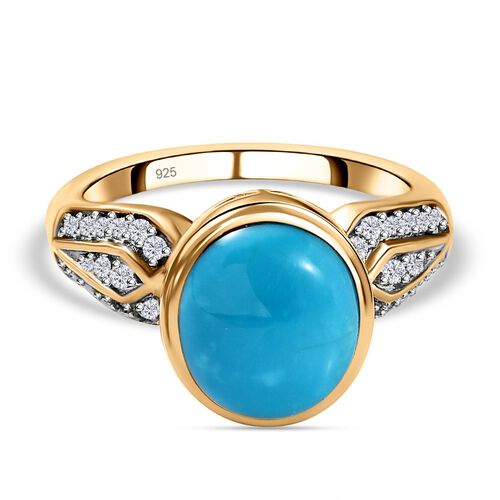 Amerikanischer, natürlicher Sleeping Beauty Türkis und Zirkon-Ring - 3,62 ct. image number 0