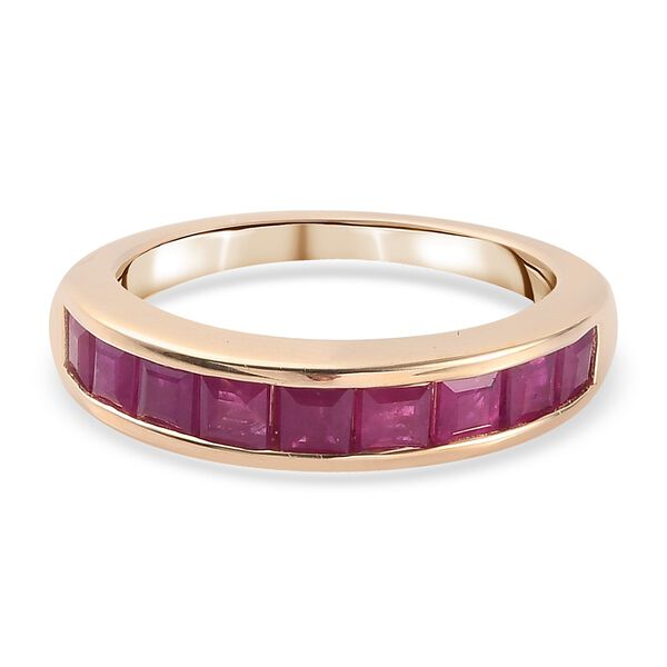 Burmesischer Rubin Halber band Ring 375 Gelbgold