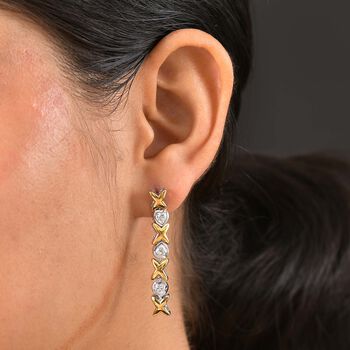 GP Amore Kollektion - Moissanit, Kanchanaburi Blauer Saphir Ohrringe 925 Silber Rhodiniert und 750 Gelbgold Vermeil ca. 1.53 ct