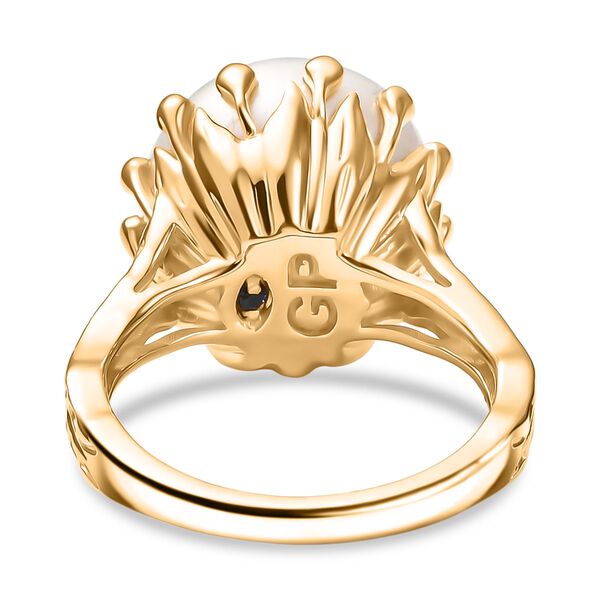 GP S&uuml;&szlig;wasser Perle (12 mm), Kanchanaburi Blauer Saphir Ring 925 Silber 750 Gelbgold Vermeil (Gr&ouml;&szlig;e 21.00) image number 7