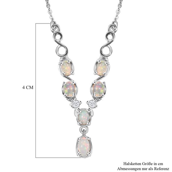 Nat&uuml;rliche, &auml;thiopische Welo Opal Halskette, ca. 45 cm, 925 Silber platiniert ca. 0,83 ct image number 6