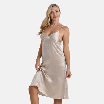 LA MAREY Nachthemd 100% Maulbeerseide, Champagner, M