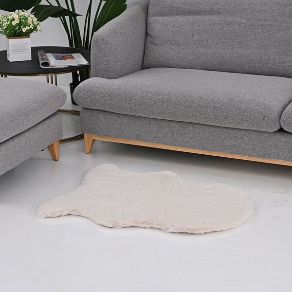 LIVMORE 2200gsm Kunstfell-Teppich mit Schaumstoffbasis, Fischform, 60x90cm, Reinwei&szlig; image number 2