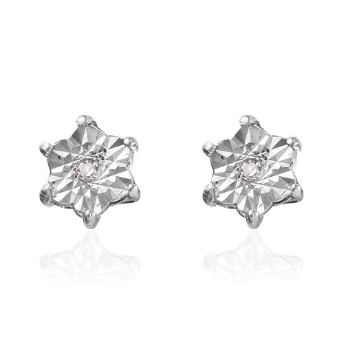Diamant Solitär-Stern-Ohrstecker in Silber image number 0