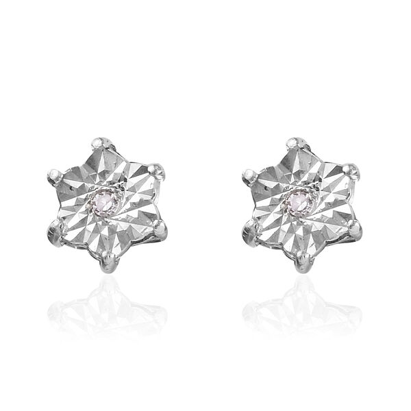 Diamant Solitär-Stern-Ohrstecker in Silber image number 0