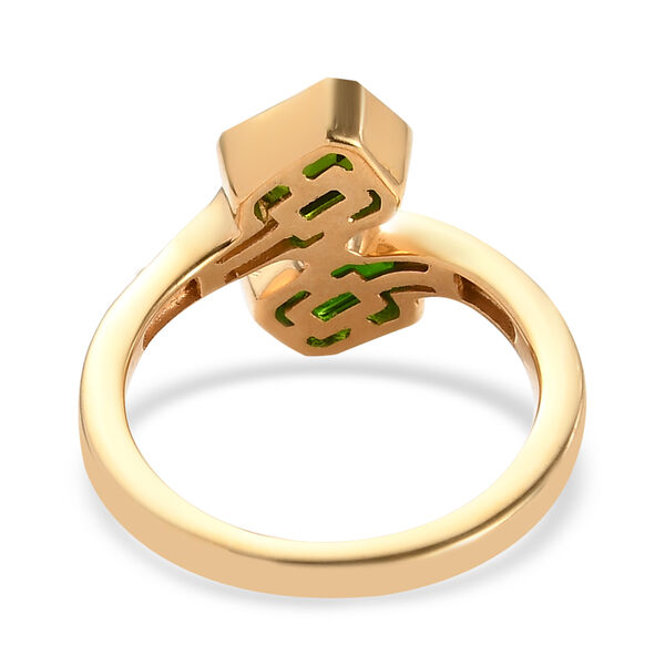 Nat&uuml;rlicher Chromdiopsid und Zirkon Bypass Ring 925 Silber vergoldet  ca. 1,47 ct image number 6