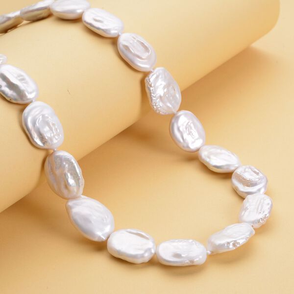 Wei&szlig;e Keshi Perlen-Halskette, ca. 50 cm, 925 Silber rhodiniert image number 2