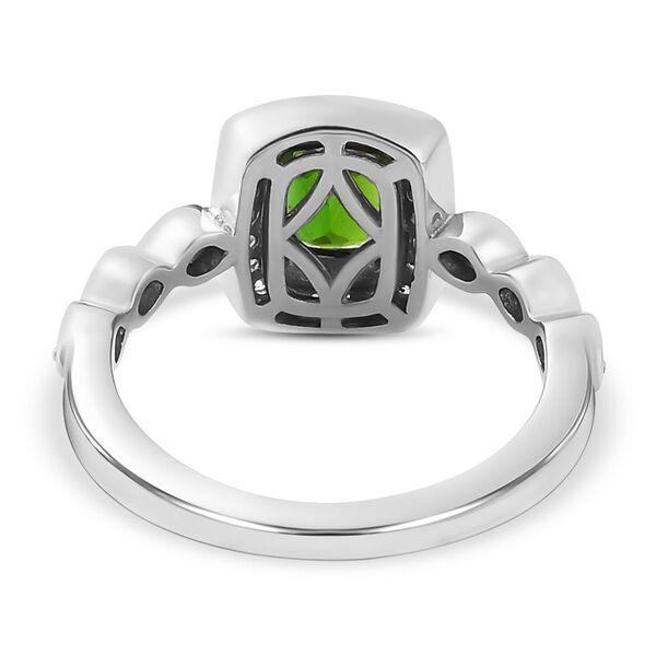 Natürlicher Chromdiopsid und weißer Zirkon-Ring, 925 Silber platiniert (Größe 21.00) ca. 1.22 ct image number 6