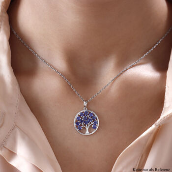 Masoala Saphir (Fissure gef&uuml;llt) Lebensbaum-Anh&auml;nger, 925 Silber platiniert ca. 2,52 ct