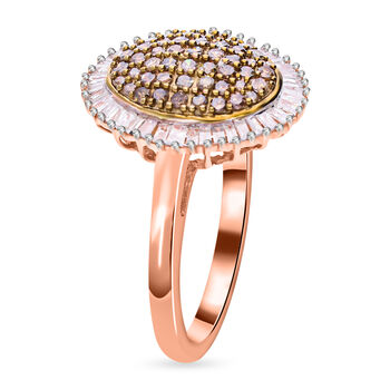 Nat&uuml;rlicher Champagner und wei&szlig;er Diamant-Ring - 1 ct.