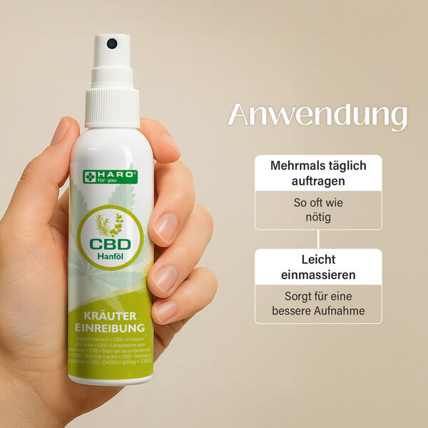CBD Hanf&ouml;l - Kr&auml;uter Einreibung, 200 ml image number 4
