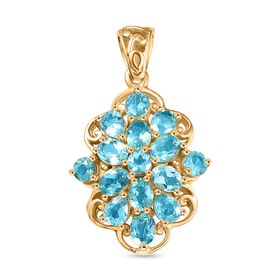 D'Joy Betroka Blauer Apatit Anhänger 925 Silber 750 Gelb Vergoldet ca. 2.57 ct D'Joy Betroka Blauer Apatit Anhänger 925 Silber 750 Gelb Vergoldet ca. 2.57 ct