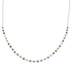 Mehrfarbig Saphir Halskette ca. 50 cm 925 Silber ca. 6,00 ct.