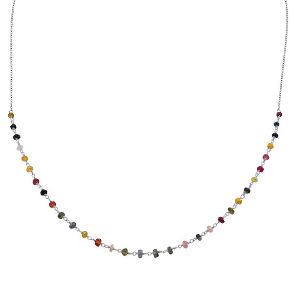 Mehrfarbig Saphir Halskette ca. 50 cm 925 Silber ca. 6,00 ct. image number 0