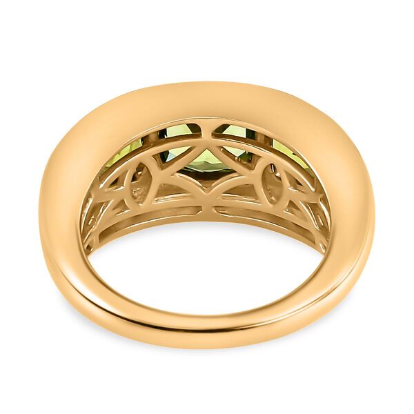 Nat&uuml;rlicher Peridot 3 Stein Ring 925 Silber vergoldet  ca. 3,20 ct image number 6