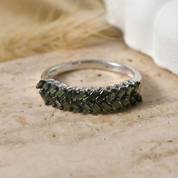 D'Joy Gr&uuml;ner Diamant Ring 925 Silber Rhodiniert (Gr&ouml;&szlig;e 17.00) ca. 0.50 ct image number 1