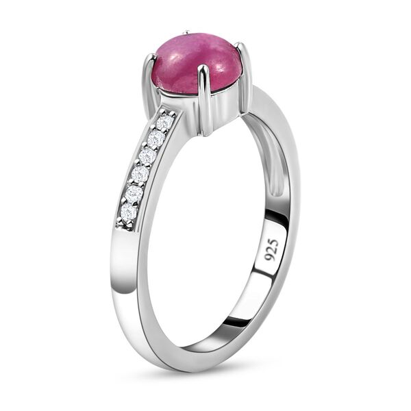 Sternrubin und weißer Zirkon-Ring, 925 Silber platiniert  ca. 1,41 ct image number 5