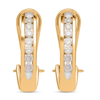 Wei&szlig;e Diamant Creolen, 925 Silber Gelbgold Vermeil ca. 0.50 ct