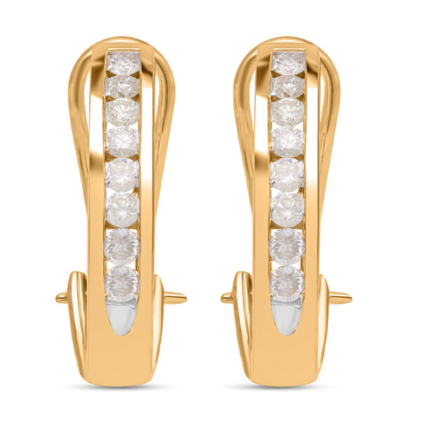 Wei&szlig;e Diamant Creolen, 925 Silber Gelbgold Vermeil ca. 0.50 ct