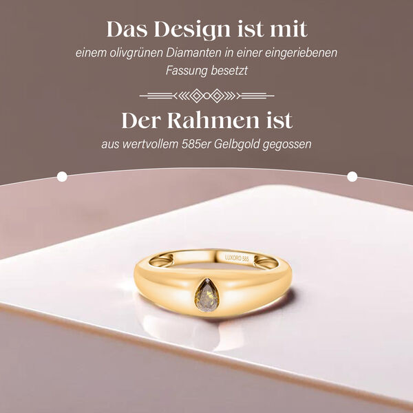 LUXORO nat&uuml;rlicher olivgr&uuml;ner Diamant I1-I2 Ring image number 3