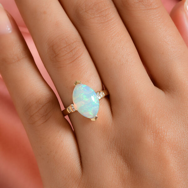 Nat&uuml;rlicher, &auml;thiopischer Opal und Diamant-Ring - 2,89 ct. image number 3