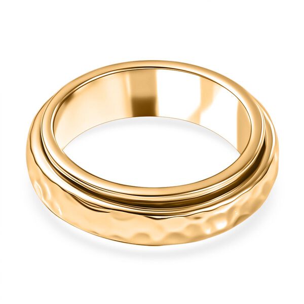 Strukturierter Spinning-Band-Ring, 925 Silber 750 Gelbgold Vermeil image number 6