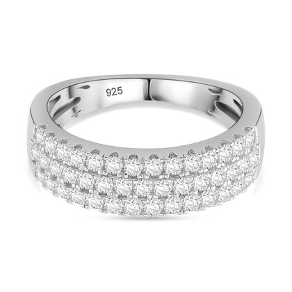 Moissanit Ring 925 Silber rhodiniert (Gr&ouml;&szlig;e 16.00) ca. 0.60 ct