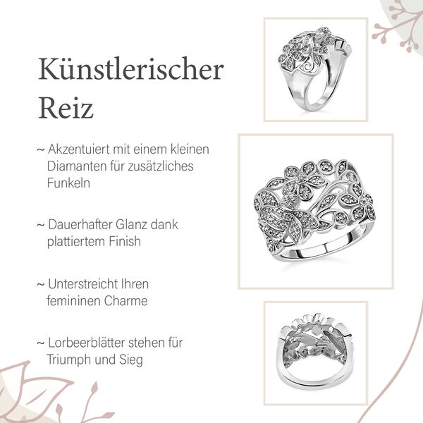 ALLORO von der Natur inspirierter, platinierter Silberring image number 10