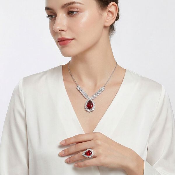 D'Joy Labor Padparadscha Saphir und Topas Ring und 50cm Halskette image number 3