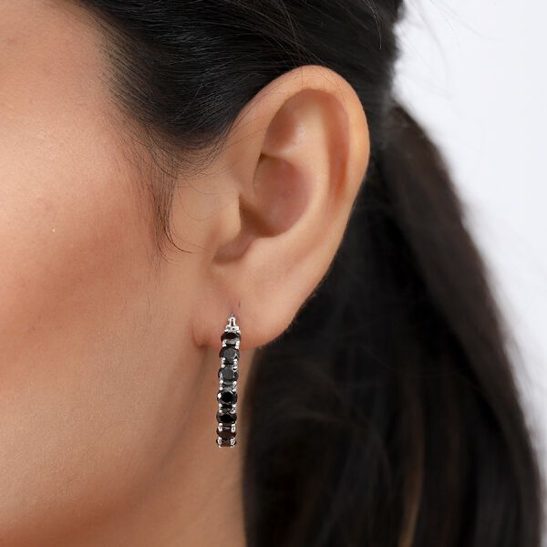 Elite Shungit Creolen 925 Silber platiniert ca. 2,49 ct image number 3