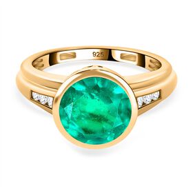 Smaragd Triplett Quarz und Zirkon Ring - 3,49 ct. Smaragd Triplett Quarz und Zirkon Ring - 3,49 ct.