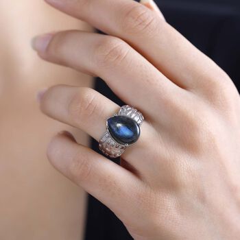 Labradorit Ring, Silberton, (Gr&ouml;&szlig;e 17.00) ca. 6.13 ct