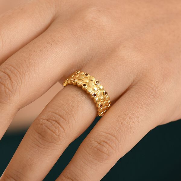 GP Trionfo Honeycomb Kollektion - Kanchanaburi Blauer Saphir Ring 925 Silber 750 Gelb Vergoldet (Gr&ouml;&szlig;e 18.00) image number 4