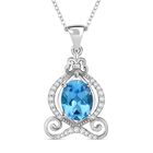 Schweizer Blautopas, Weißer Zirkon Schmuckset 925 Silber rhodiniert ca. 2,43 ct.