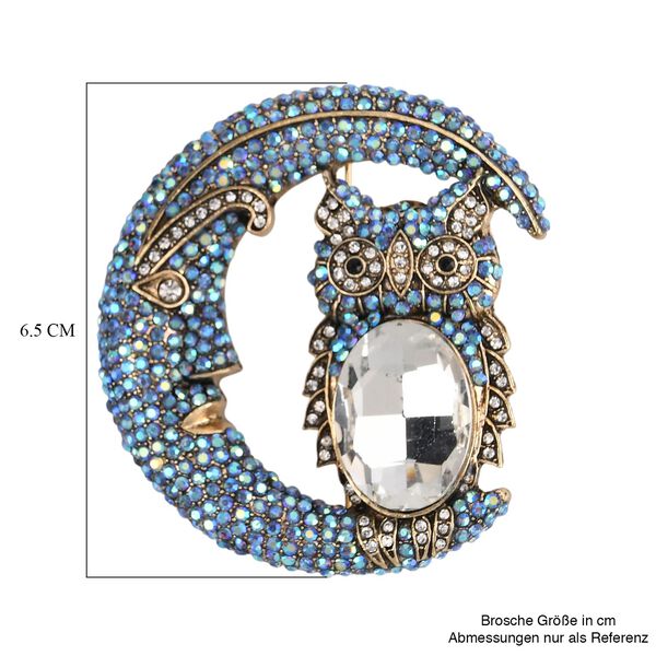 Mehrfarbiger Kristall Brosche Antikes Gold image number 5