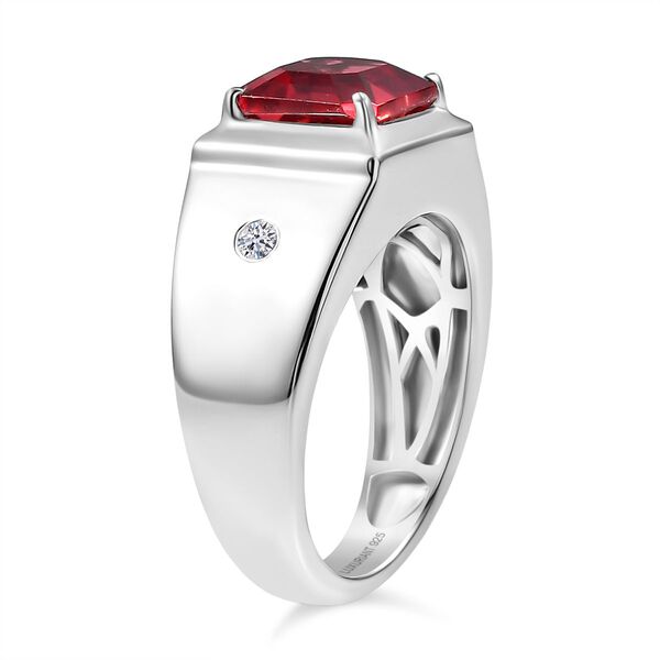 Lab Grown Padparadscha-Saphir , Lab Grown Diamant Ring 925 Silber rhodiniert (Größe 17.00) ca. 3.27 ct image number 5