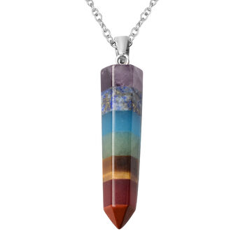 Chakra Edelstein-Anh&auml;nger mit Kette, 50 cm, Edelstahl ca. 40,50 ct