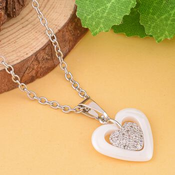 Kristall Herz Anhanger mit 43+ 3,8cm Kette