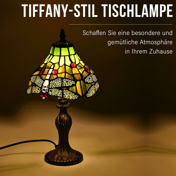 Handgefertige Tiffany-Stil Tischlampe, Buntglas, Gelbe Lilie image number 2