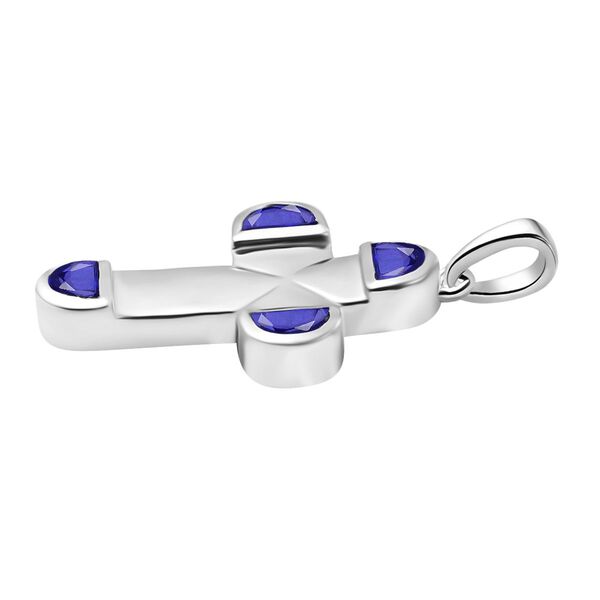 Tansanit-Farbe Quarz Kreuz Anh&auml;nger - 2,17 ct. image number 4