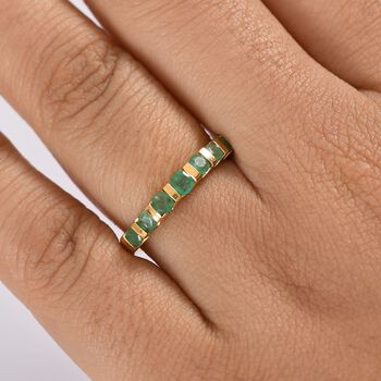 Kagem Sambischer Smaragd Ring 925 Silber vergoldet (Gr&ouml;&szlig;e 18.00) ca. 0,70 ct