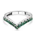 AAA Smaragd-Ring, 925 Silber platiniert (Größe 16.00) ca. 0,43 ct