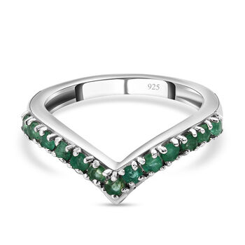 AAA Smaragd-Ring, 925 Silber platiniert (Gr&ouml;&szlig;e 16.00) ca. 0,43 ct