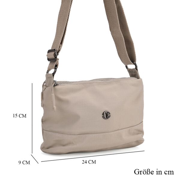 Nylon Crossbody Tasche mit Reißverschlussfächern, verstellbarem Schulterriemen, Hellgrau image number 7