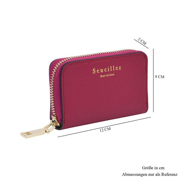 PREMIERE - SENCILLEZ Geldb&ouml;rse aus 100% echtem Leder und RFID Schutz, Gr&ouml;&szlig;e 12x2x8 cm, Fuchsia image number 6