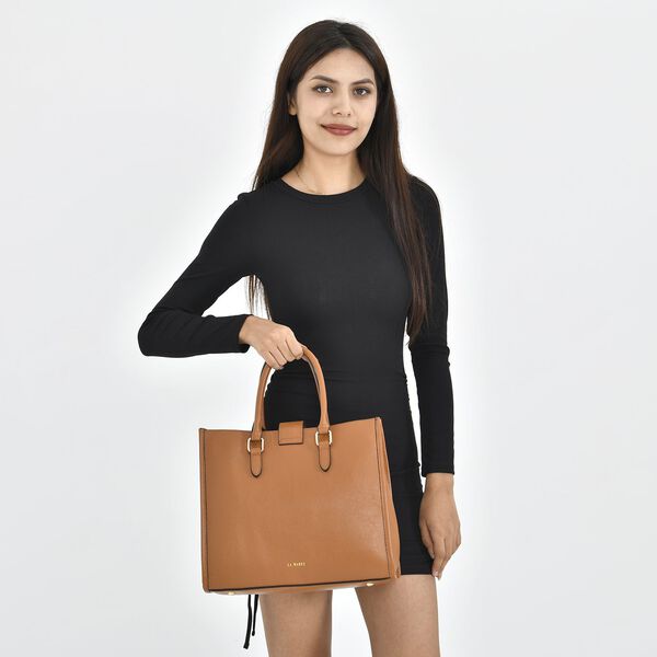 LA MAREY - Echtleder Handtasche 33x14x27,5cm, Griff 11cm, Crossbody 120cm, braun mit Leomuster image number 3