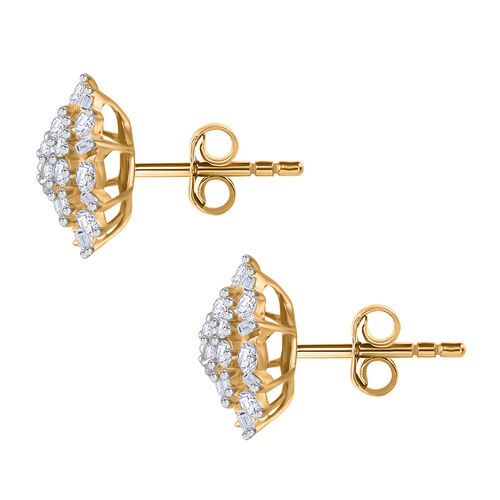 LUXURIANT DIAMOND- SGL zertifizierte VS-EF Labor Diamant Ohrringe, 925 Silber Gelbgold Vermeil - 1 ct. image number 3