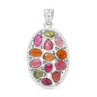 Natürlicher mehrfarbiger Turmalin Anhänger, 925 Silber platiniert ca. 4.97 ct